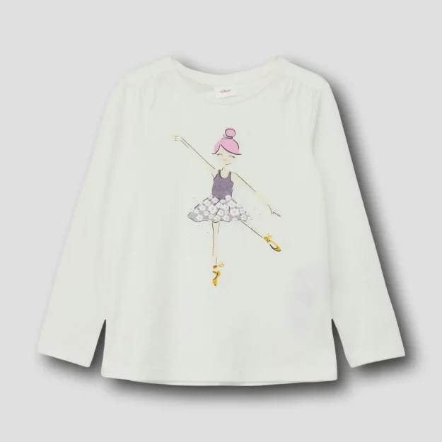 Ausgestelltes Baumwollshirt mit Ballerina Print