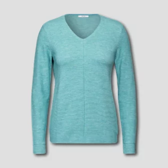 Leichter Strukturmix-Pullover mit V-Neck