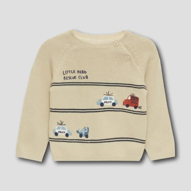 Baby-Pullover mit Auto-Motiven